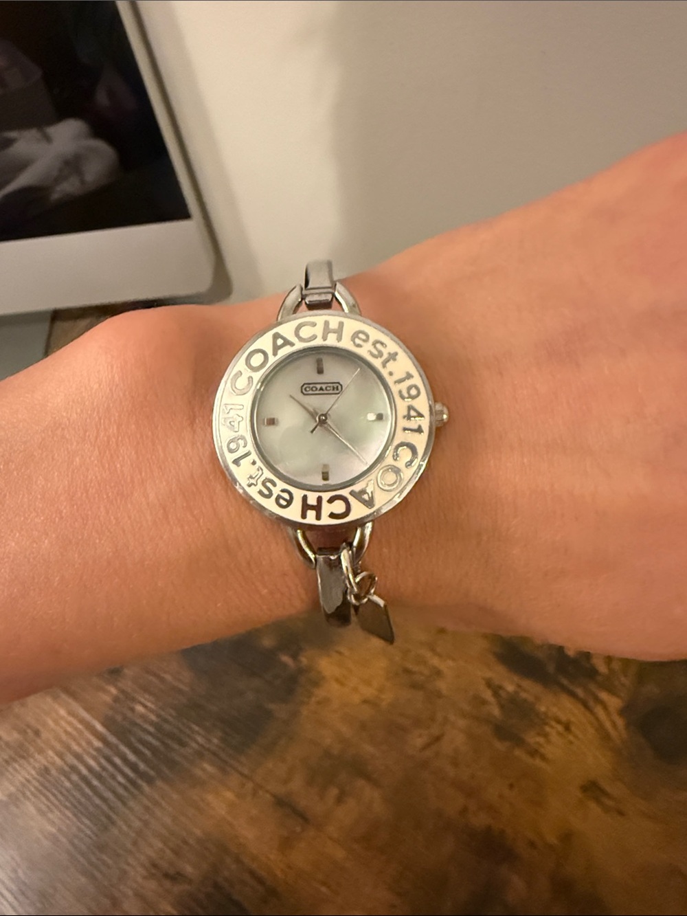 Coach Silver-Tone 1941 Logo Accent Watch with Mother-of-Pearl Dial Bracelet - Picture 2 of 4